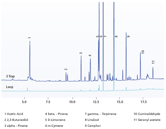 Trace Fragrance Analysis in Spices  by HS-20 NX Trap Mode