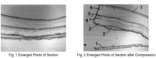 Fig. 1 Enlarged Photo of Section / Fig. 2 Enlarged Photo of Section after Compression